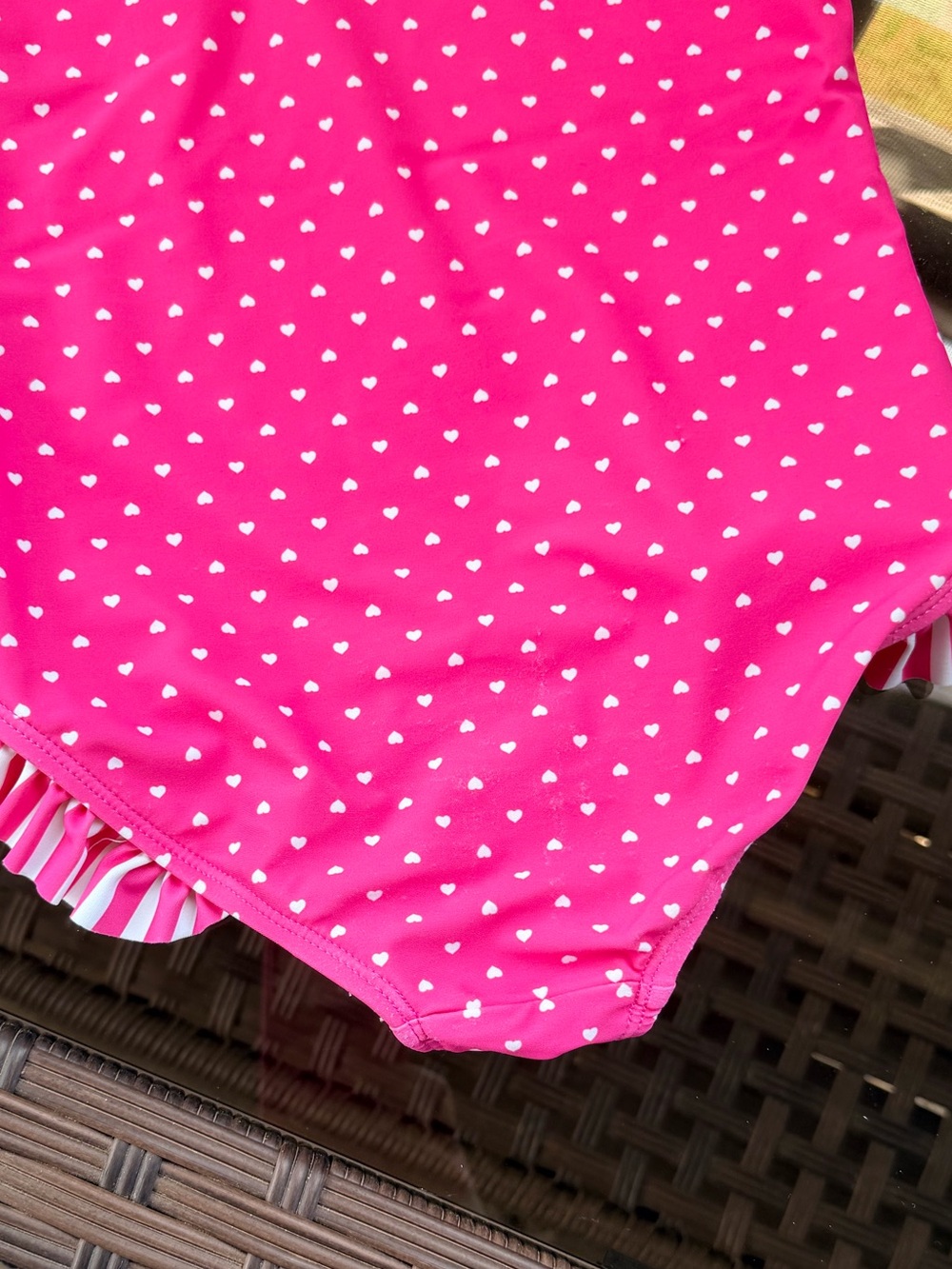 Rufflebutts Girls' Pink Polka Dot Ruffle One-Piece Swimsuit Size 6 - Picture 3 of 4